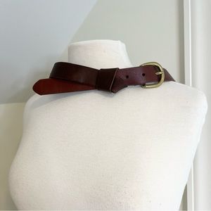 LOFT Twisted Brown Leather Gold Buckle Medium Belt